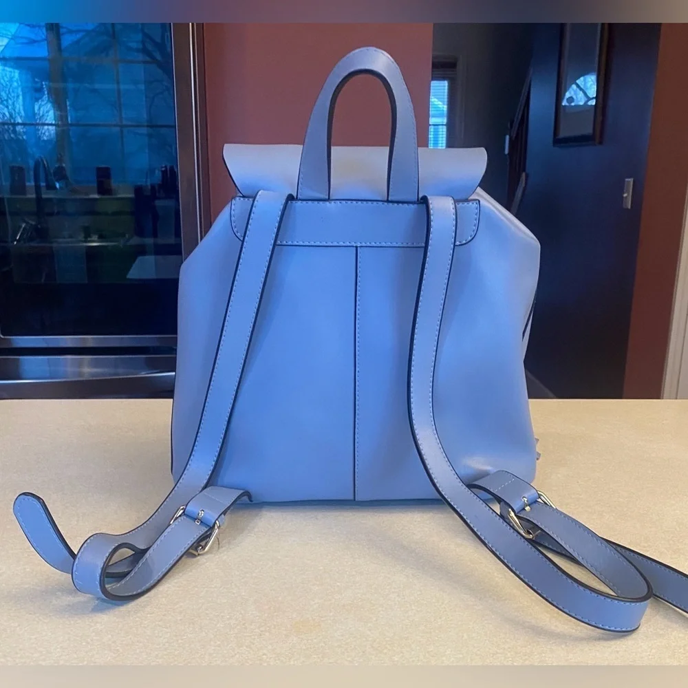 KC JAGGER Light Blue Leather Backpack w/Detachable Insert Pouch, EUC (Like New)